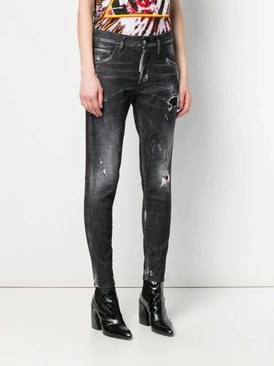 Shop Dsquared2 Skinny Dan Jeans In Black