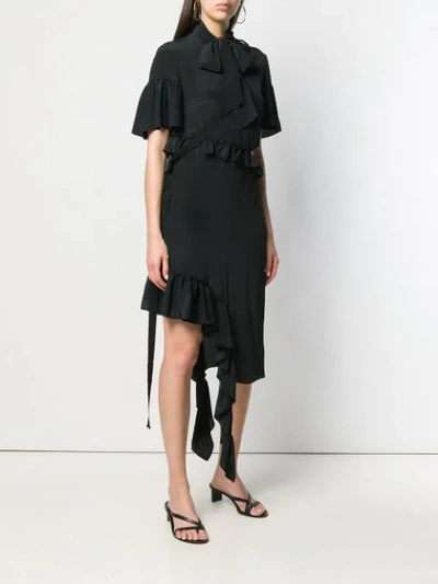Shop Rokh Deconstructed Midi Dress In Black