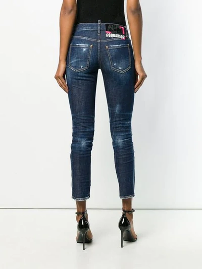 Shop Dsquared2 Skinny Straight Cropped Jeans In Blue