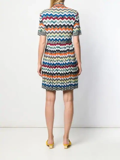 Shop Missoni Chevron Pattern Knitted Dress In Green