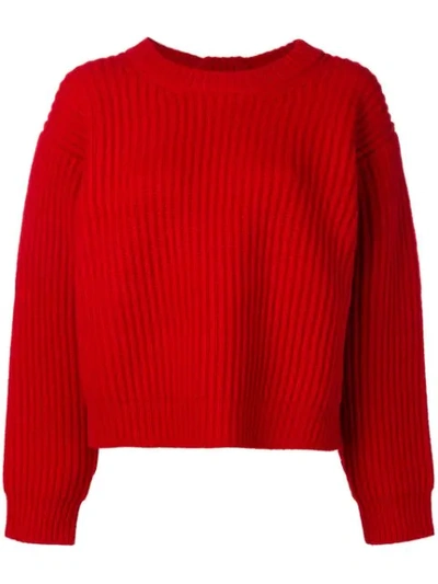 Shop Acne Studios Boxy Rib Knit Sweater - Red