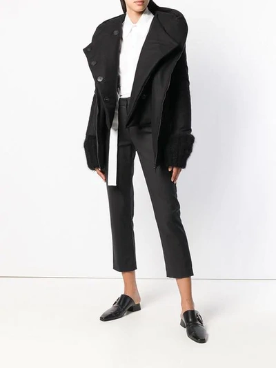 Shop Ann Demeulemeester Oversized Double Bomber Jacket In Black