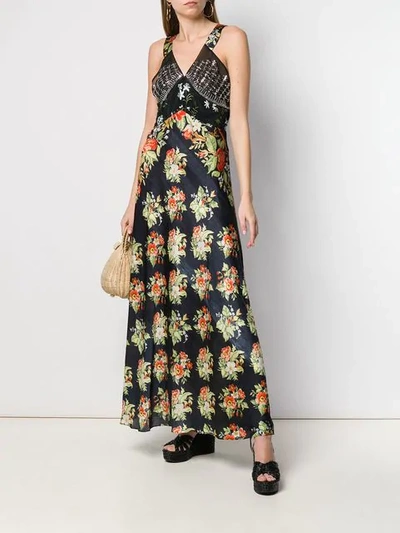 Shop Paco Rabanne Floral Print Maxi Dress In Black