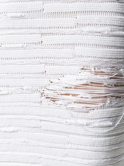 Shop Balmain Distressed Bodice Mini Dress - White