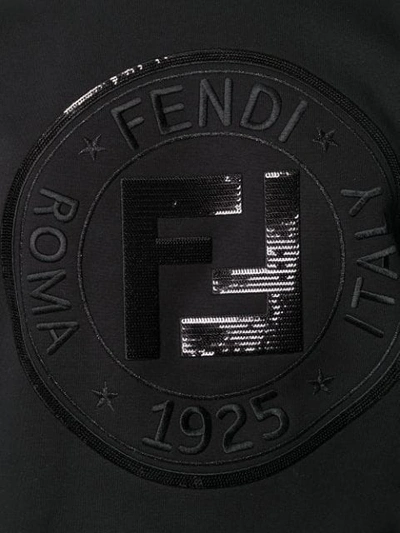 Shop Fendi Fringed Logo Sweatshirt In Black