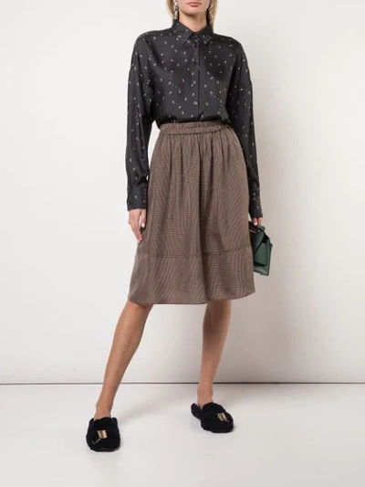 Shop Tibi Walden Checked Skirt In Brown