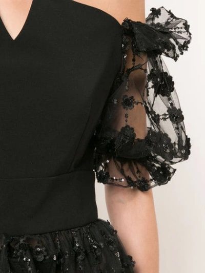 Shop Christian Siriano Embroidered Floral Blouse In Black