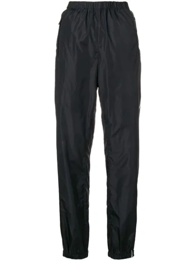 Shop Prada Logo Side Stripe Track Pants - Black
