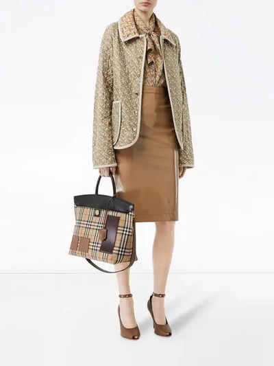 Shop Burberry Monogram Print Quilted Silk Jacket In Neutrals