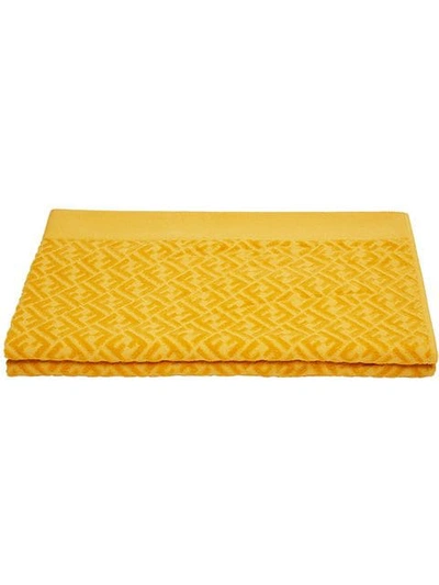 Shop Fendi Ff Logo Beach Towel In Yellow