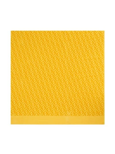 Shop Fendi Ff Logo Beach Towel In Yellow