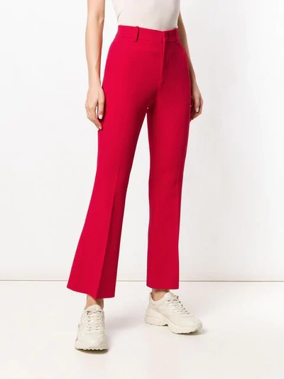 Shop Gucci New Short Bootcut Trousers In Red