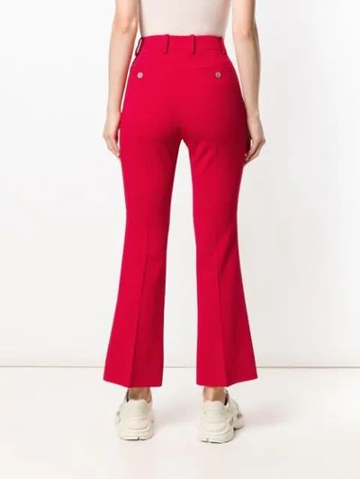 Shop Gucci New Short Bootcut Trousers In Red