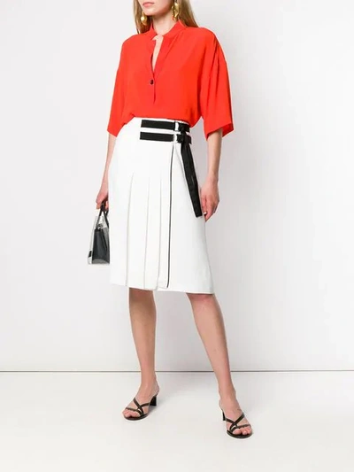 Shop Fay Contrast Button Boxy Blouse In Red