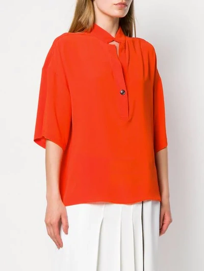 Shop Fay Contrast Button Boxy Blouse In Red