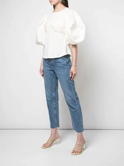 JOHANNA ORTIZ IDYLLIO RUCHED PUFF-SLEEVE BLOUSE - 白色