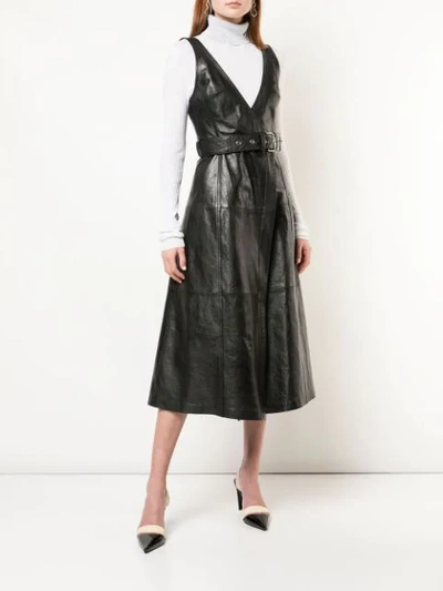 Shop Proenza Schouler Glossy Leather Belted Dress In Black
