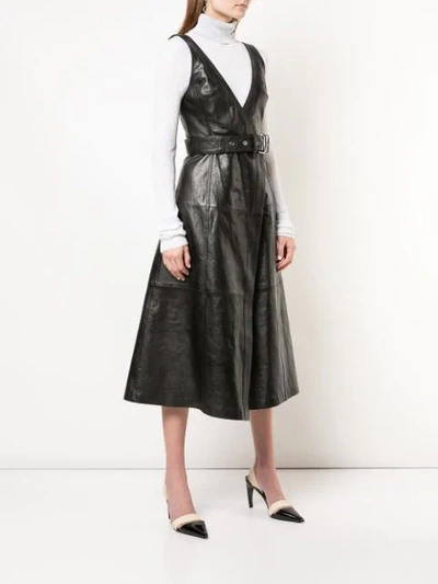 Shop Proenza Schouler Glossy Leather Belted Dress In Black