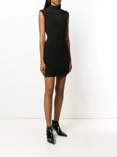 Shop Balmain Structured Mini Dress In Black