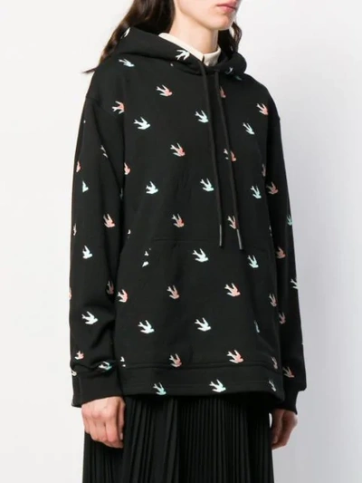 Shop Mcq By Alexander Mcqueen All-over Swallow Hoodie In Black