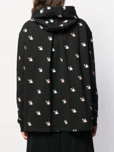Shop Mcq By Alexander Mcqueen All-over Swallow Hoodie In Black