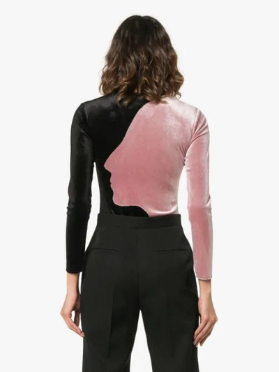Shop Alexia Hentsch X Browns Face Panelled Velvet Bodysuit In  Pink/black