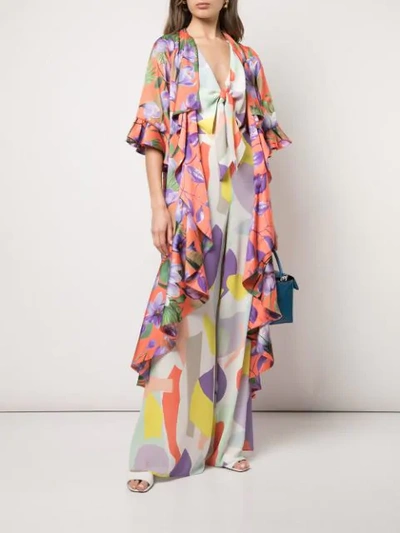 Shop Alice And Olivia Dandi Ruffled Kimono In Orange
