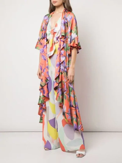 Shop Alice And Olivia Dandi Ruffled Kimono In Orange