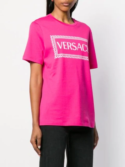 Shop Versace 90's Vintage Logo Print T-shirt In Pink