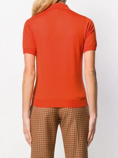 Shop Prada Knitted Polo Shirt In Orange
