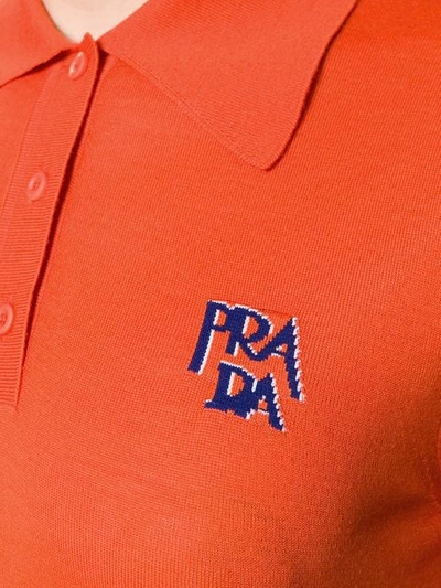 Shop Prada Knitted Polo Shirt In Orange