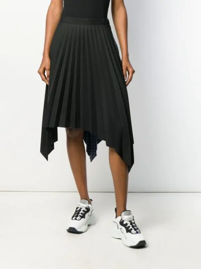 Shop Acne Studios Two Print Pleated A-line Skirt In Black