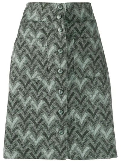 Shop Acne Studios Straight Jacquard Skirt In Green