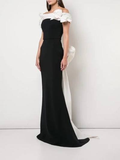 Shop Marchesa Back Lace-up Gown In Black