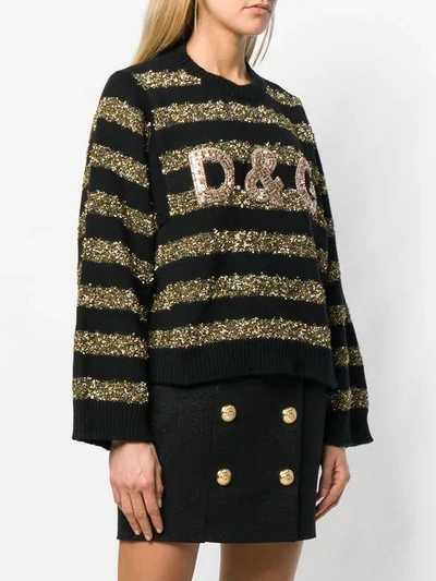 Shop Dolce & Gabbana Tinsel Striped Jumper In Black