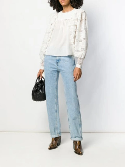 Shop Ulla Johnson Ruffle Embroidered Blouse In White