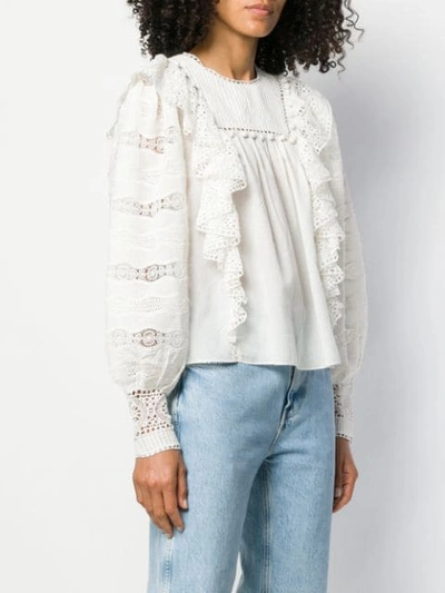 Shop Ulla Johnson Ruffle Embroidered Blouse In White