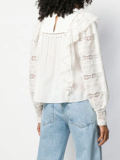 Shop Ulla Johnson Ruffle Embroidered Blouse In White