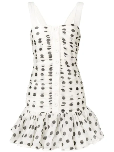 Shop Zimmermann Polka Dot Mini Dress In Neutrals