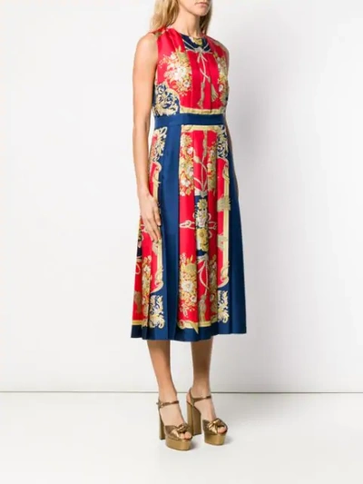 Shop Gucci Floral Print Dress In Blue