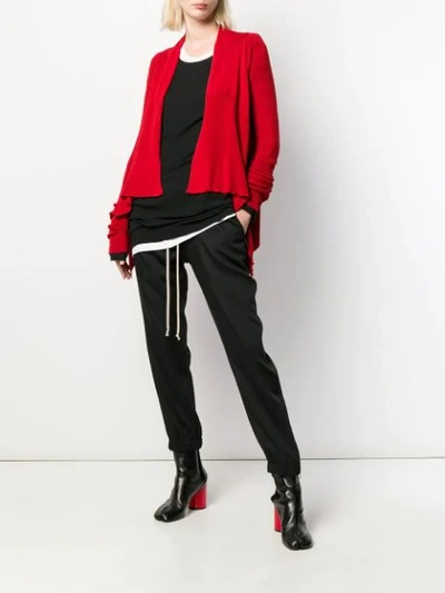 Shop Rick Owens Cropped Draped Cardigan In Red