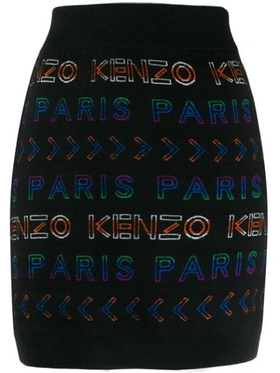 Shop Kenzo Logo-print Mini Skirt In Black