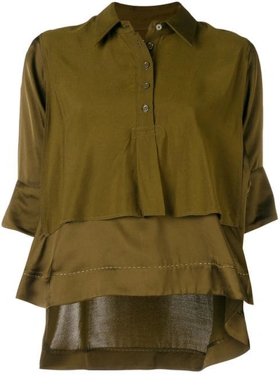 CARVEN DOUBLE LAYER BLOUSE - 绿色