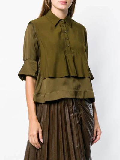 CARVEN DOUBLE LAYER BLOUSE - 绿色