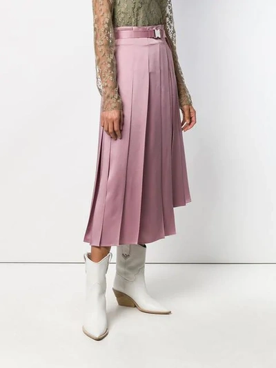 Shop Fendi Pleated Midi Skirt In Pink