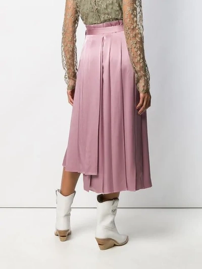 Shop Fendi Pleated Midi Skirt In Pink
