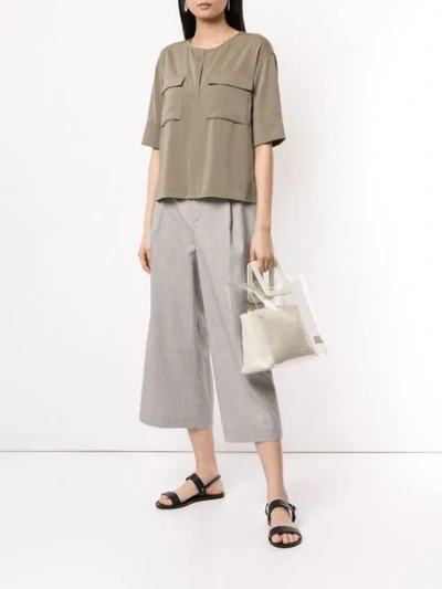 Shop Ballsey Cropped Flared Trousers - Grey In Gray