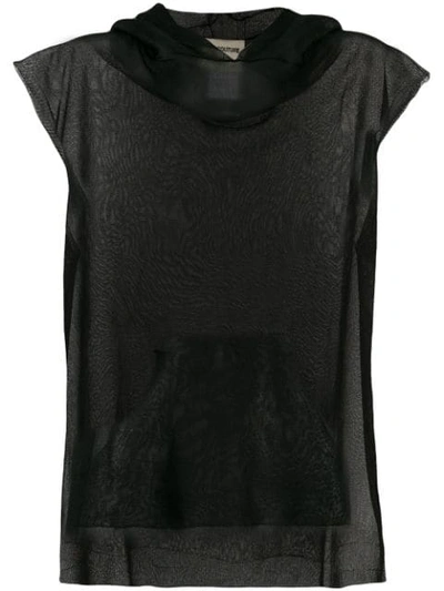 Shop Semicouture Sheer Hooded Vest In Black