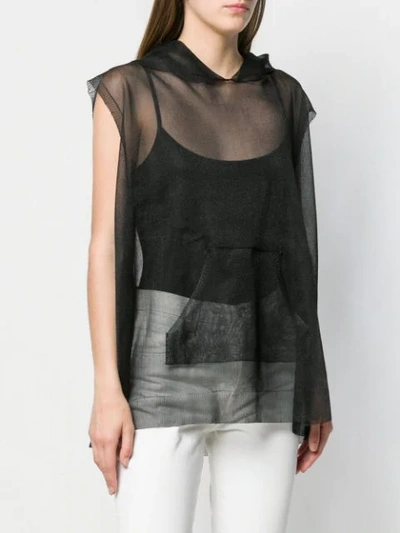 Shop Semicouture Sheer Hooded Vest In Black