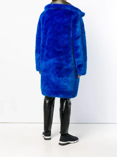 Shop Rossignol Faux-fur Midi Coat In Blue